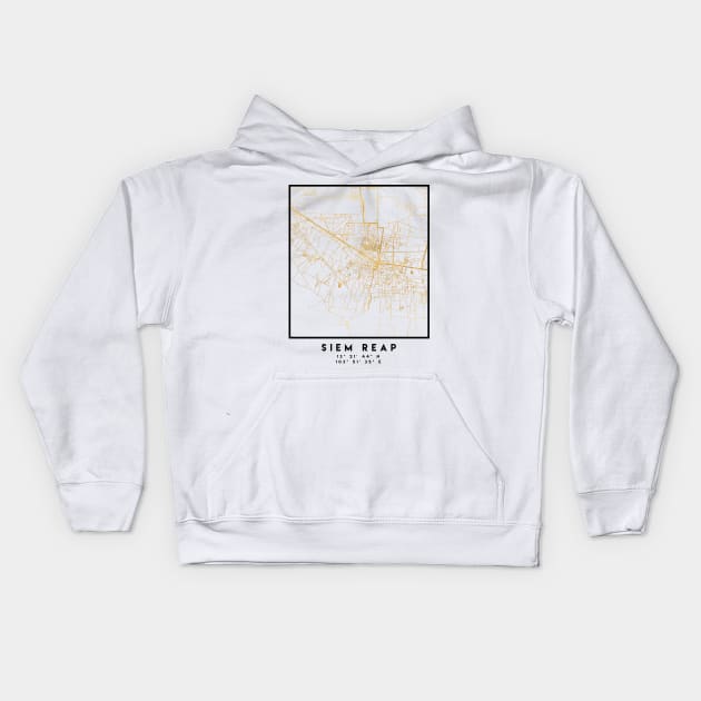 SIEM REAP CAMBODIA CITY STREET MAP ART Kids Hoodie by deificusArt